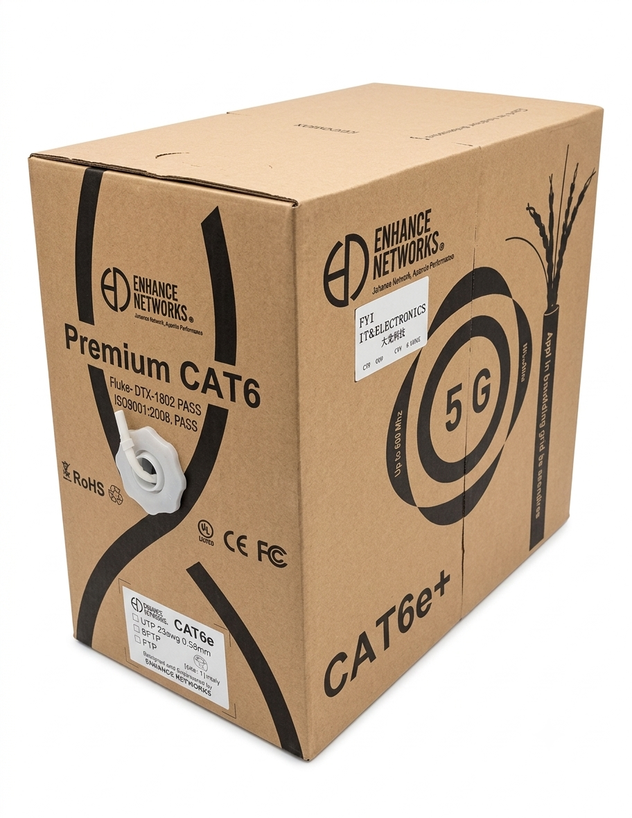 Enhance Cat6e UTP 23 AWG Fluke Tested Indoor PVC Network Cable 305m - White