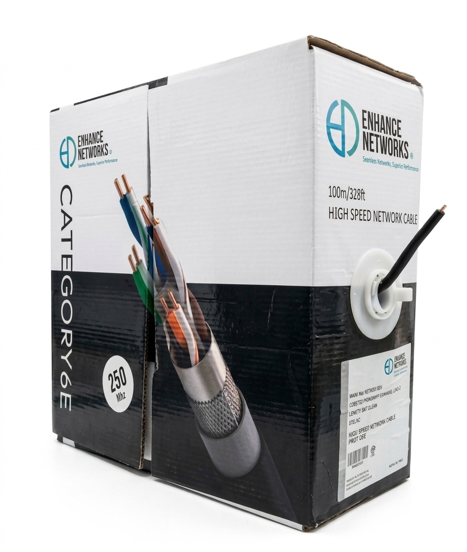 Enhance Cat6e SFTP Outdoor Double Jacket CCA Network Cable 100m - Black