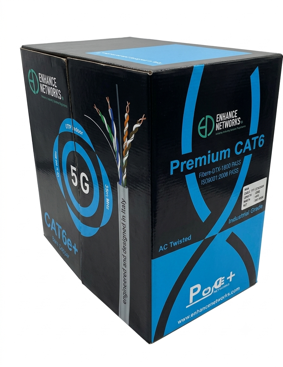 Enhance Cat6 UTP 24 AWG Industrial Grade Full Bare Copper Indoor Network Cable 305m