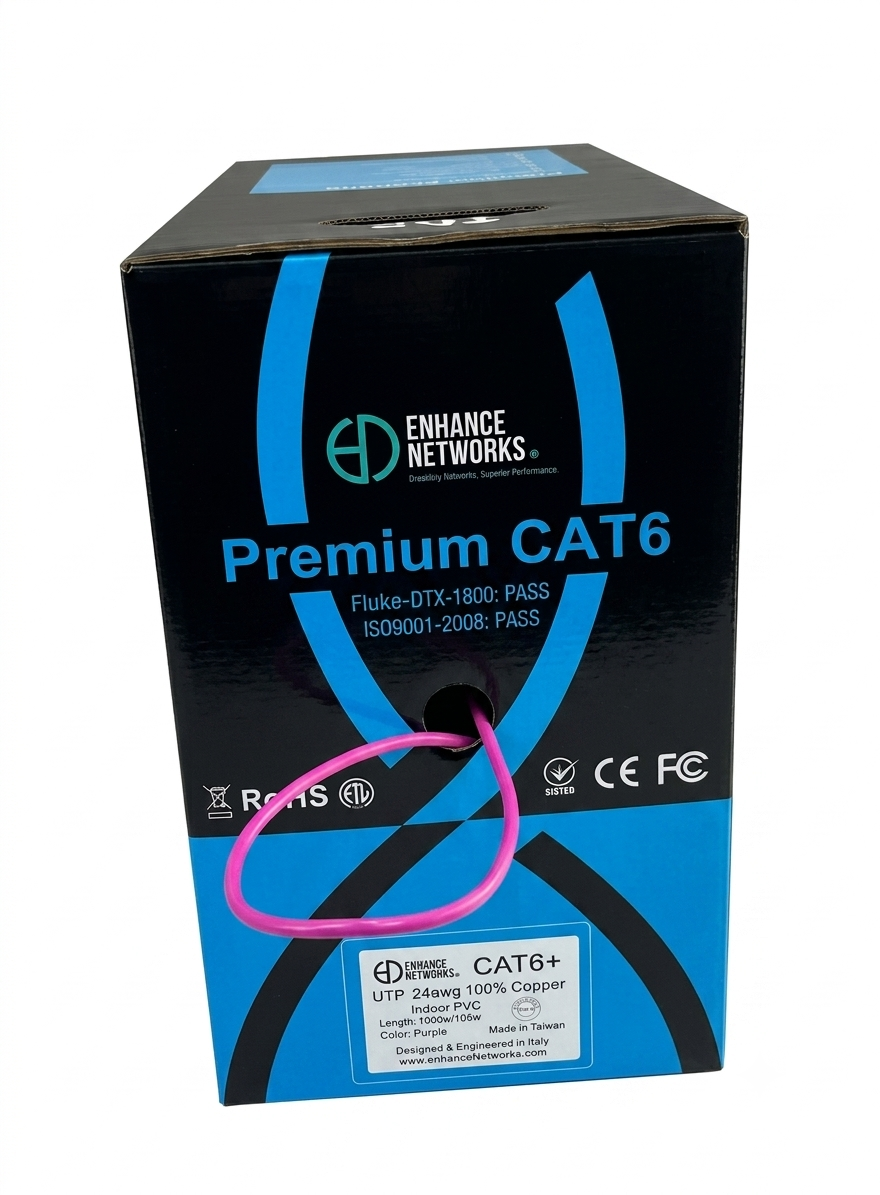 Enhance Cat6 UTP 24 AWG Industrial Grade Full Bare Copper Indoor Network Cable 305m