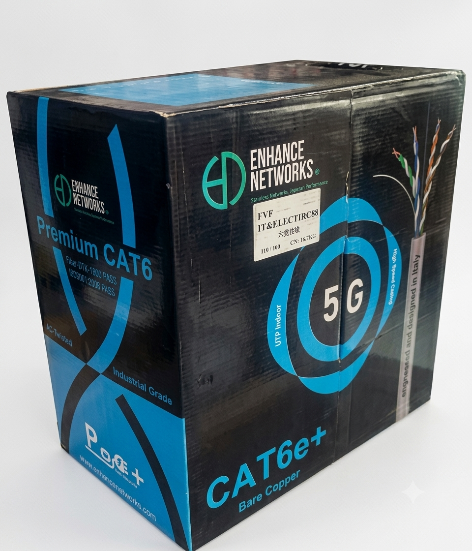 Enhance Cat6 UTP 24 AWG Industrial Grade Full Bare Copper Indoor Network Cable 305m