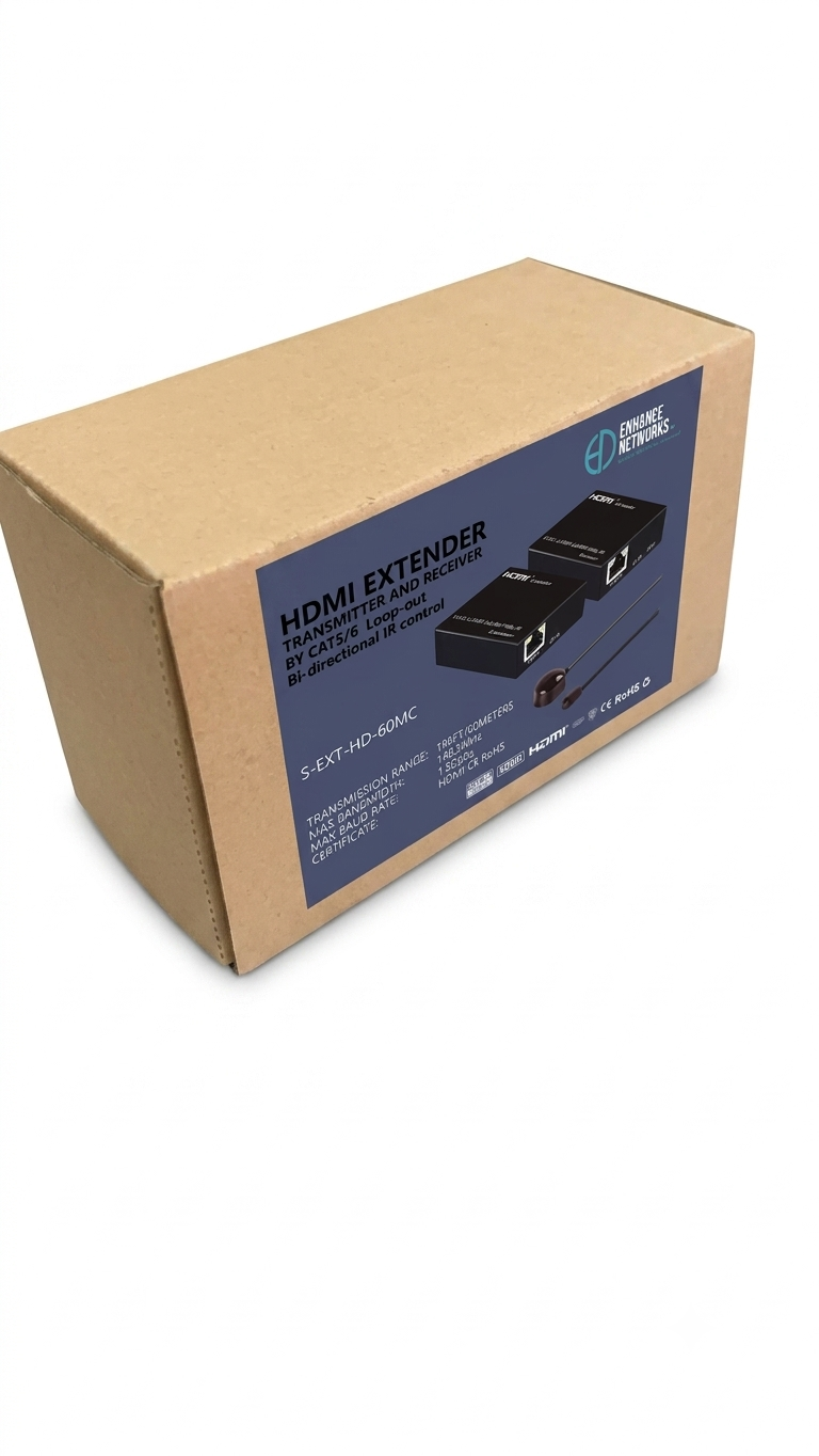 Enhance HDMI Extender Transmitter and Receiver Kit (Cat5/6) with Loop Out & Bi-directional IR - Model S-EXT-HD-60MC