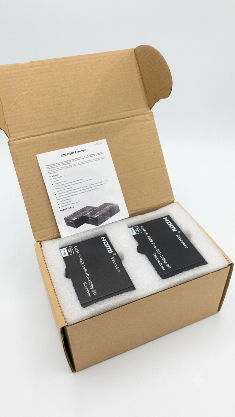 Enhance HDMI Extender Transmitter and Receiver Kit (Cat5/6) with Loop Out & Bi-directional IR - Model S-EXT-HD-60MC