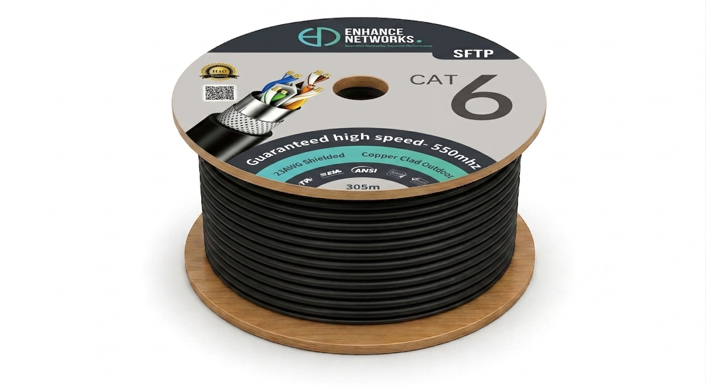 Enhance 23awg 0.57mm Outdoor SFTP Shielded Cat6 Cable 305m